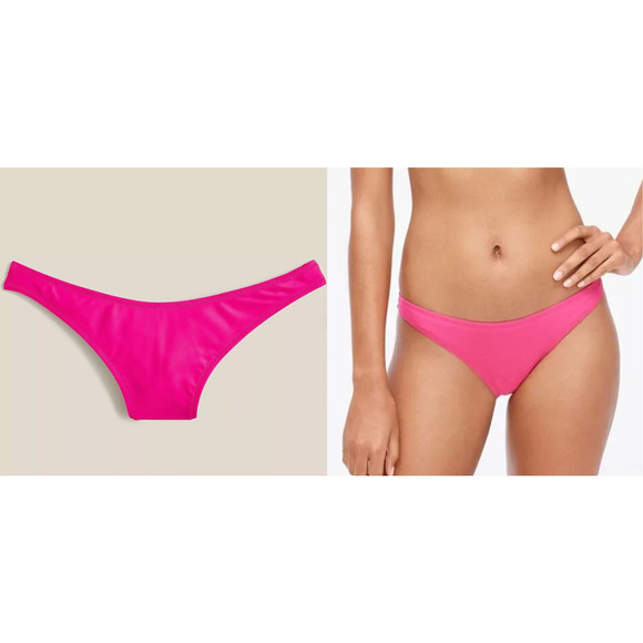 J. Crew | NWT | Heritage 1989 high-leg bikini bottom Radiant Fuchsia Pink | Sz S - Picture 1 of 9